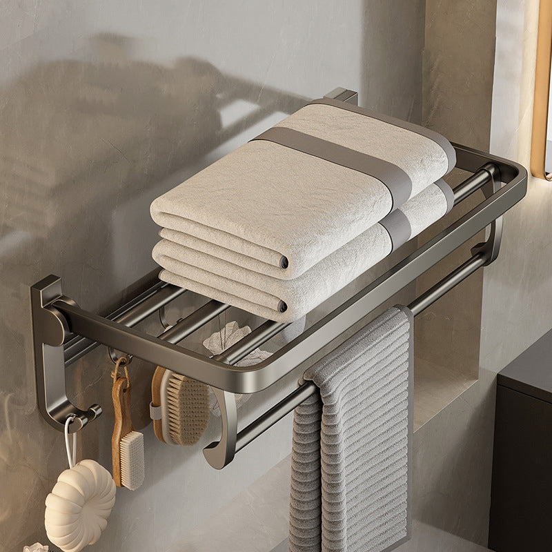 Avtoit | Modern Bathroom Accessories Set in Gray with Bathroom Shelf/Towel Holder/Robe Hooks & Paper Holder