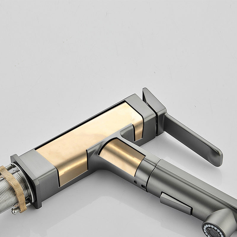 Avtoit | Modern Brass Water Faucet Center Mount Bathroom Faucet with Water Hose