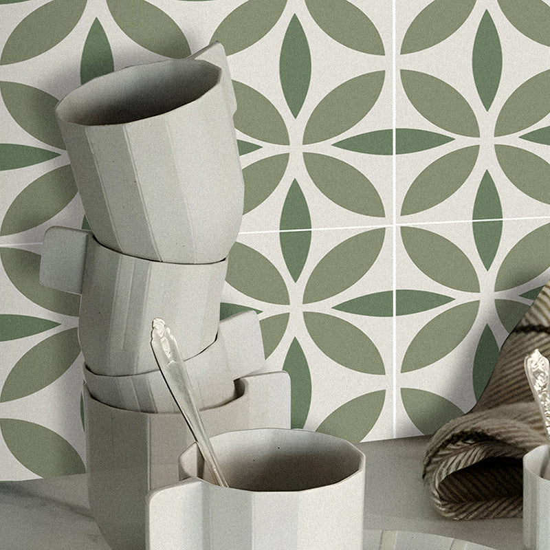 Avtoit | Indoor Vinyl Tiles Floral Pattern Peel and Stick Waterproof Square Vinyl Tile