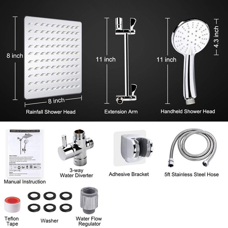 Avtoit | Silver Dual Shower Head 3 Settings Medium Flow Wall Mounted Shower Head