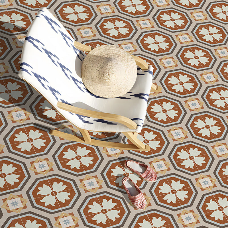 Avtoit | Square Indoor Vinyl Floor Peel and Stick Flower Pattern Waterproof Vinyl Floor