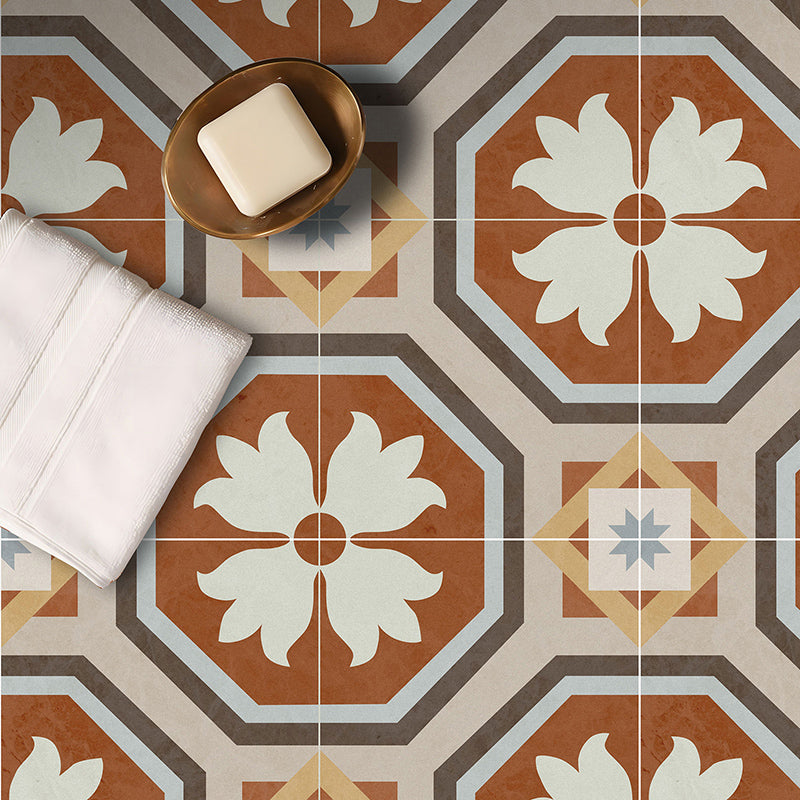 Avtoit | Square Indoor Vinyl Floor Peel and Stick Flower Pattern Waterproof Vinyl Floor