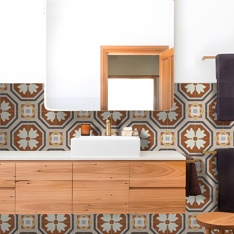 Avtoit | Square Indoor Vinyl Floor Peel and Stick Flower Pattern Waterproof Vinyl Floor