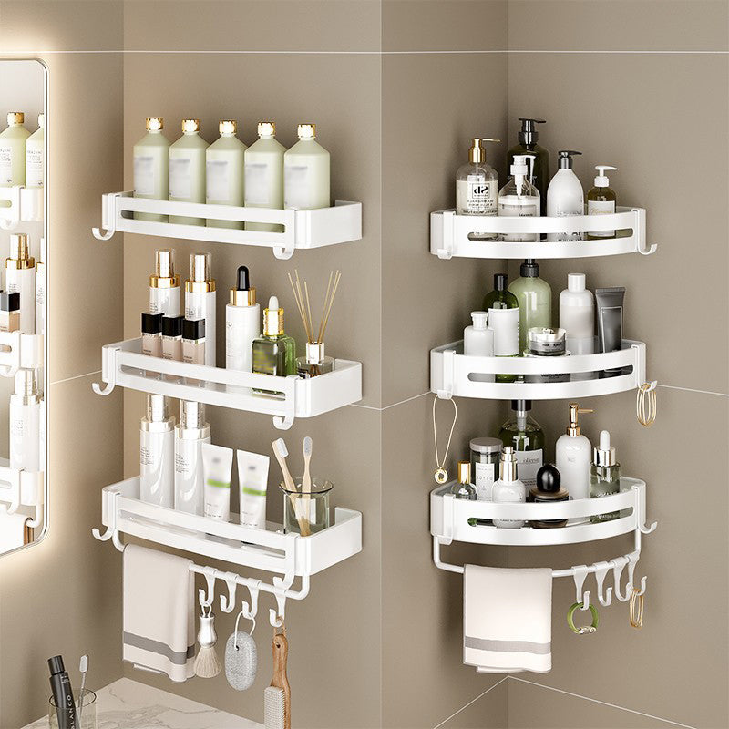 Avtoit | Modern white finish bathroom shelf rectangular & triangular bathroom hardware set