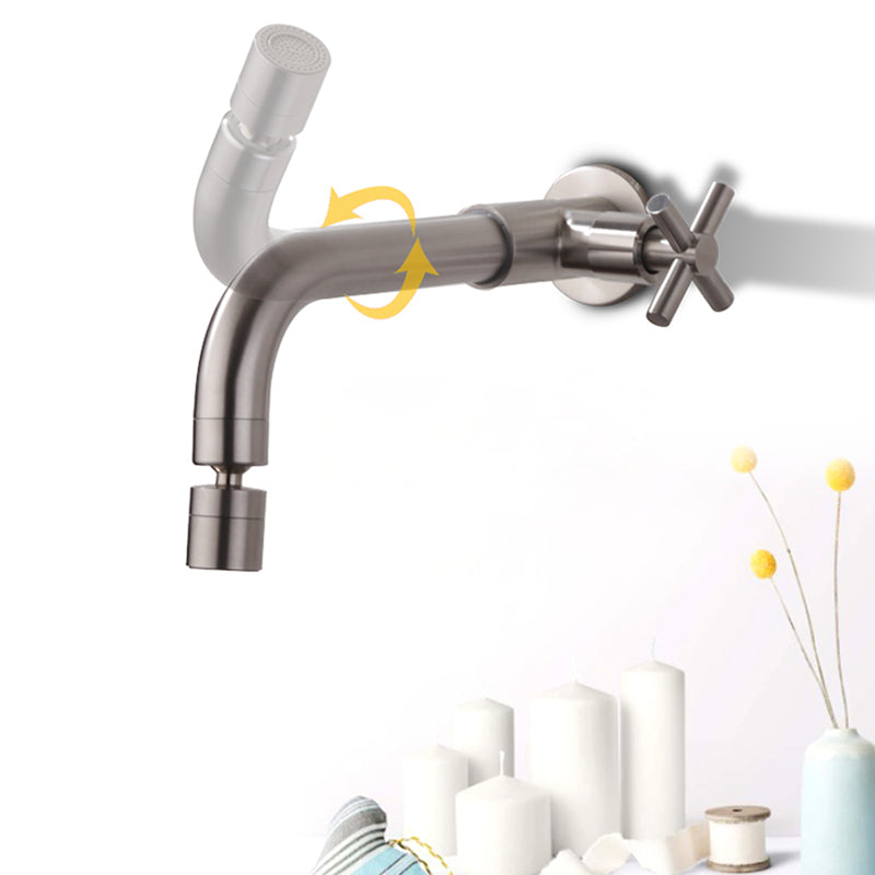 Avtoit | Contemporary Wall-Mounted Bathroom Faucet Cross Handles Stainless Steel Faucet