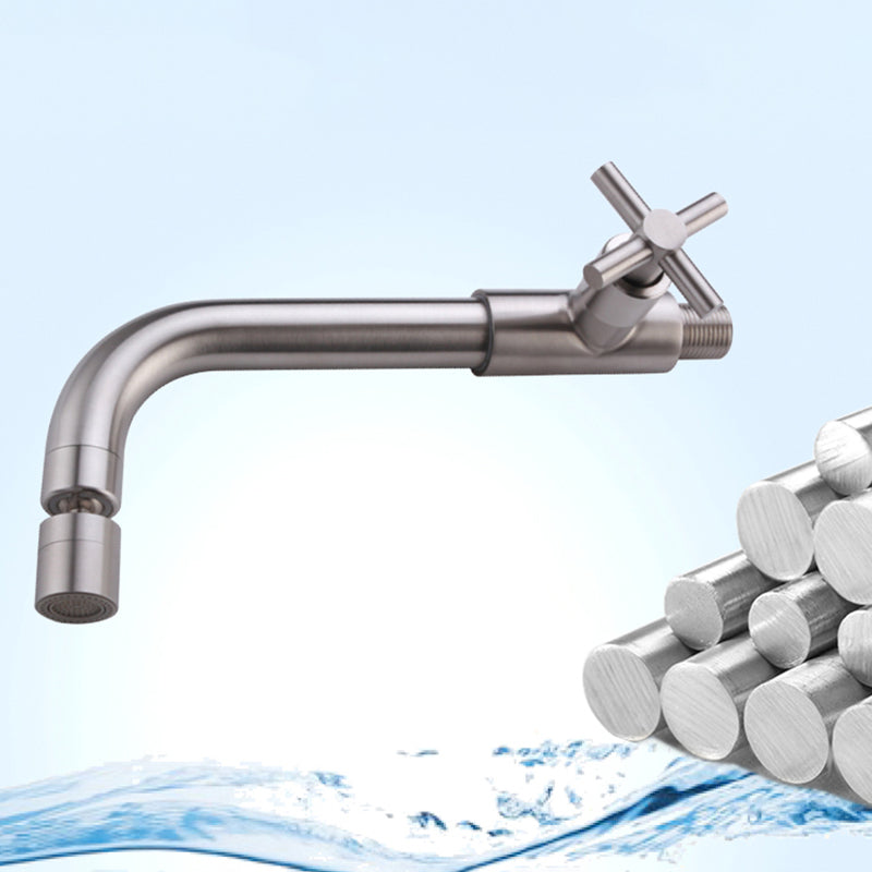 Avtoit | Contemporary Wall-Mounted Bathroom Faucet Cross Handles Stainless Steel Faucet