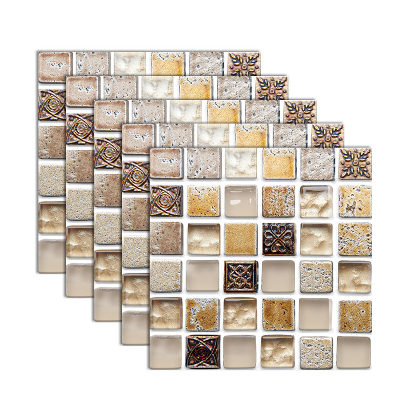 Avtoit | Plastic Self-Adhesive Tiles Mosaic Tiles Grid Square Waterproof Self-Adhesive Tile Pack of 12