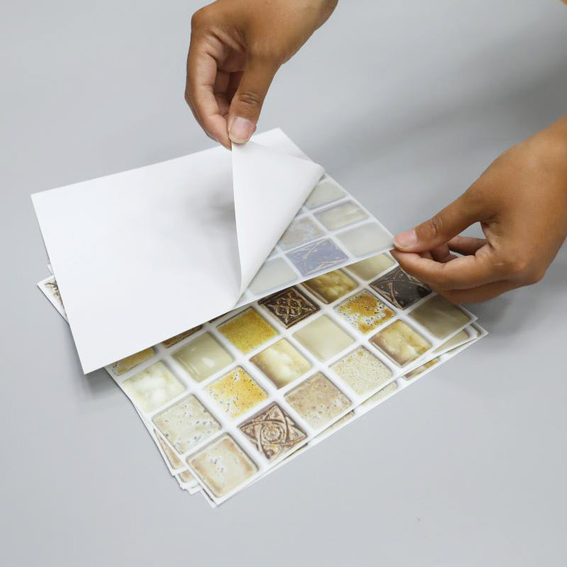 Avtoit | Plastic Self-Adhesive Tiles Mosaic Tiles Grid Square Waterproof Self-Adhesive Tile Pack of 12