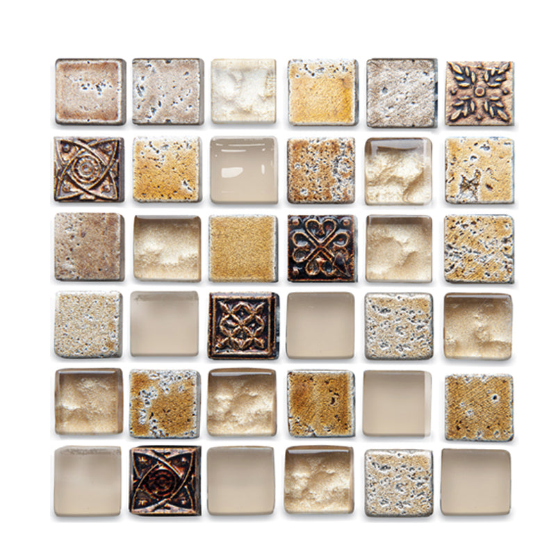 Avtoit | Plastic Self-Adhesive Tiles Mosaic Tiles Grid Square Waterproof Self-Adhesive Tile Pack of 12