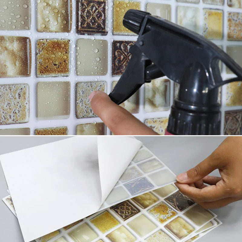 Avtoit | Plastic Self-Adhesive Tiles Mosaic Tiles Grid Square Waterproof Self-Adhesive Tile Pack of 12