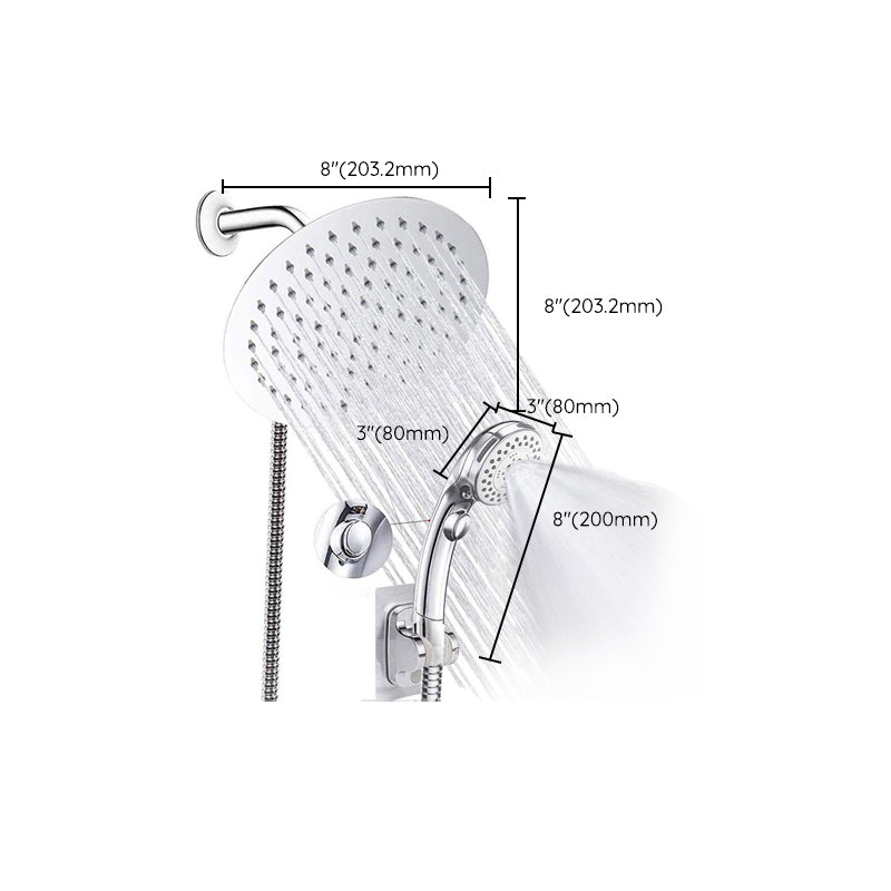 Avtoit | Round Dual Shower Head Stainless Steel 5 Spray Patterns Wall Mounted Shower Head