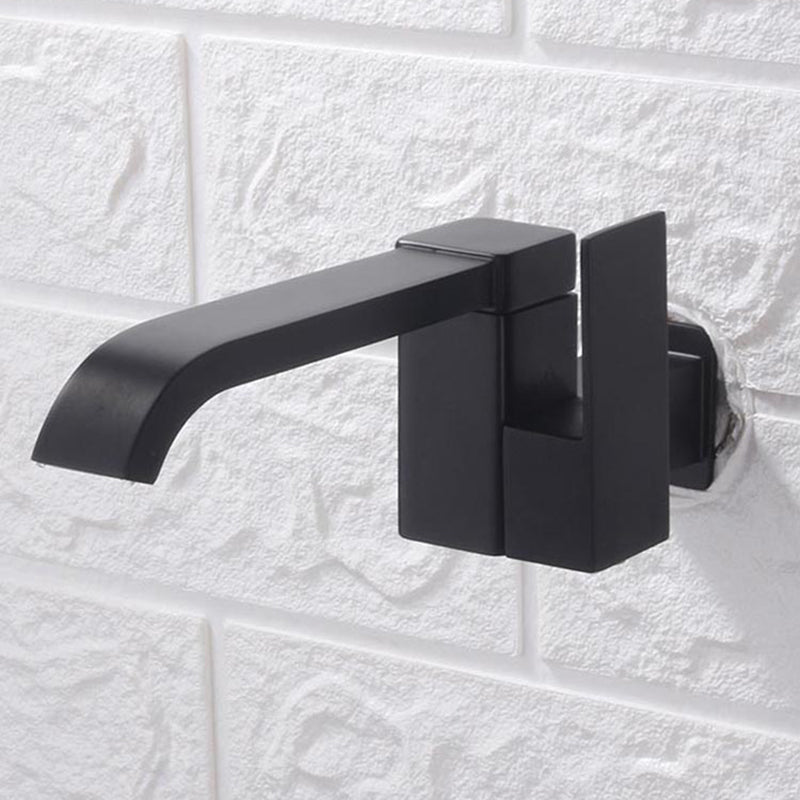 Avtoit | Contemporary Wall Mounted Bathroom Faucet Lever Handles Low Arc Swivel Brass Faucet