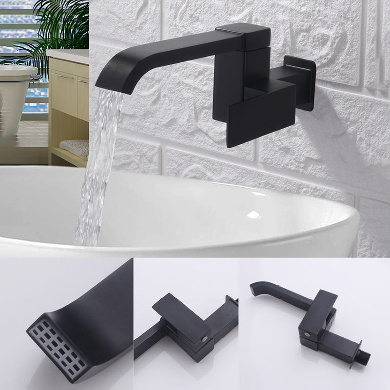 Avtoit | Contemporary Wall Mounted Bathroom Faucet Lever Handles Low Arc Swivel Brass Faucet