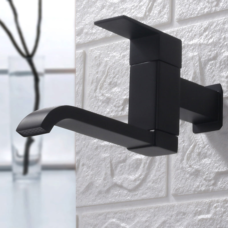 Avtoit | Contemporary Wall Mounted Bathroom Faucet Lever Handles Low Arc Swivel Brass Faucet