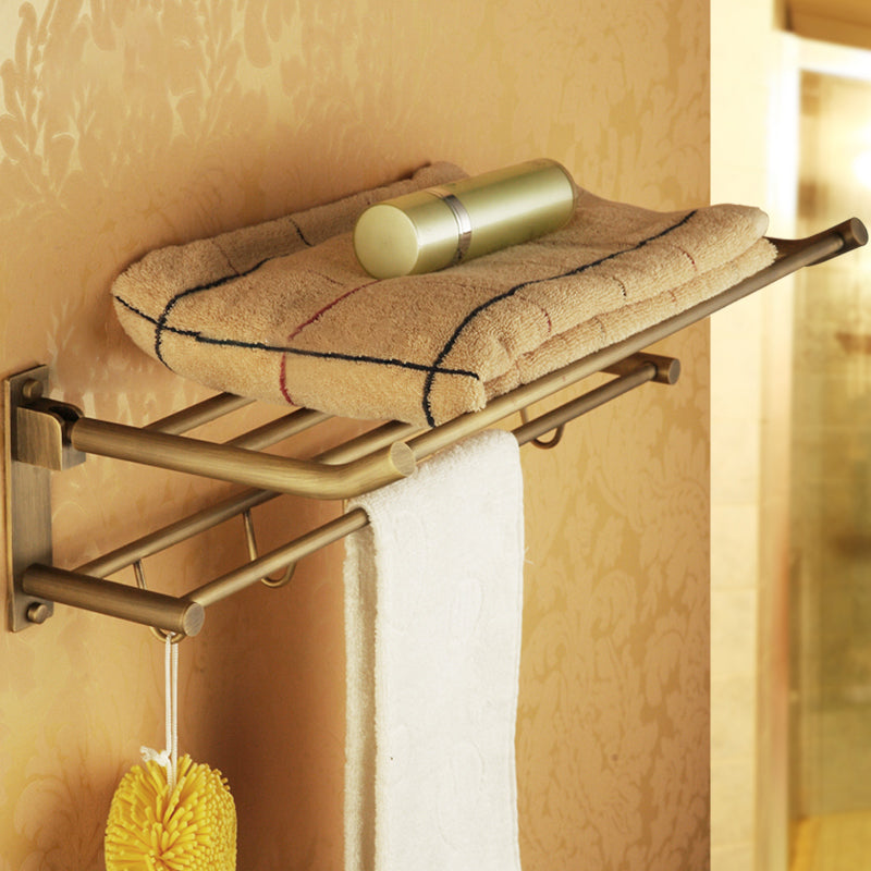 Avtoit | Worn Brass Traditional Bathroom Set with Bath Shelf/Paper Holder & Towel Bar