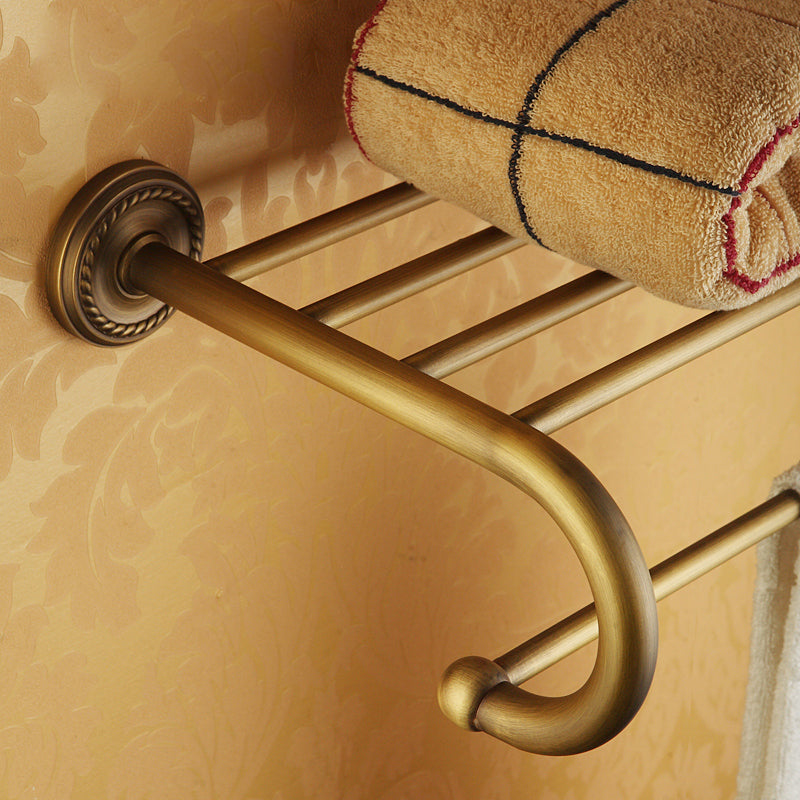 Avtoit | Worn Brass Traditional Bathroom Set with Bath Shelf/Paper Holder & Towel Bar