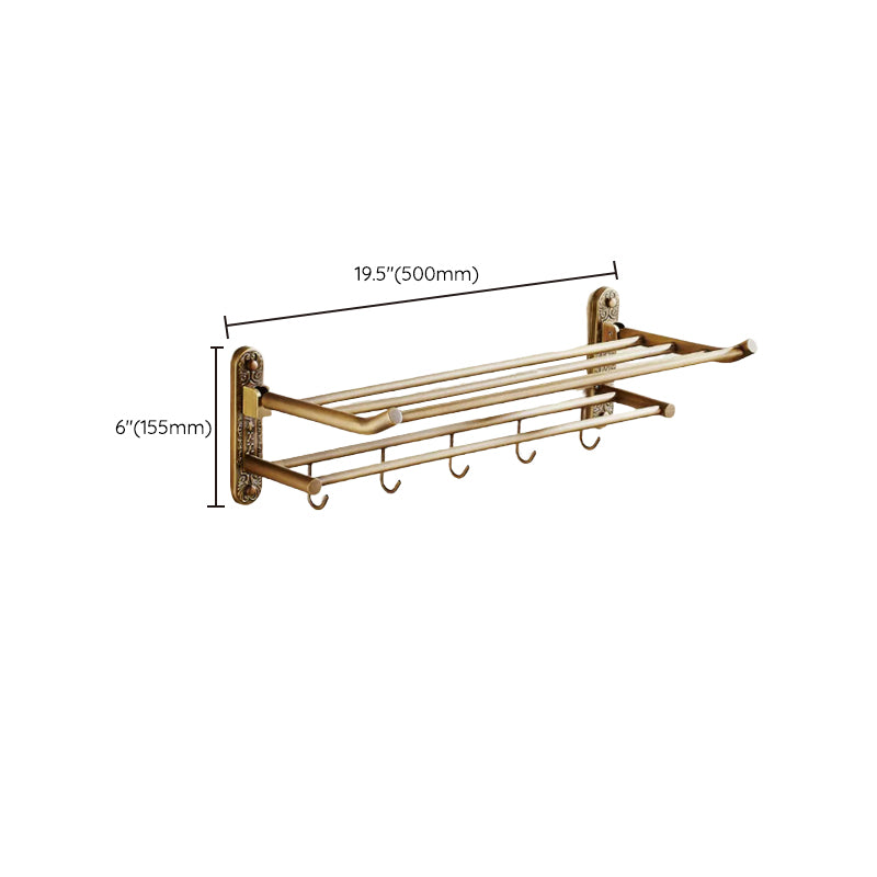 Avtoit | Worn Brass Traditional Bathroom Set with Bath Shelf/Paper Holder & Towel Bar