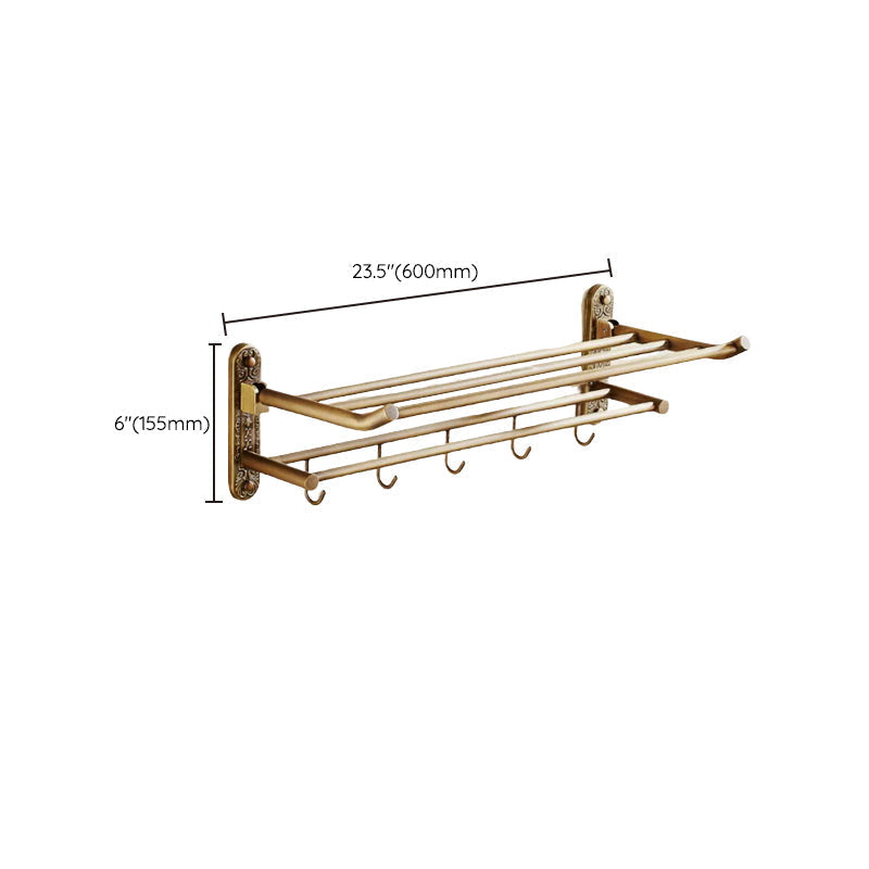 Avtoit | Worn Brass Traditional Bathroom Set with Bath Shelf/Paper Holder & Towel Bar