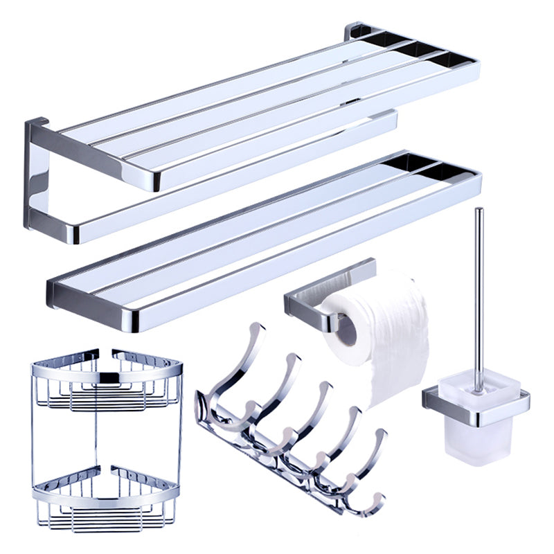 Avtoit | Chrome brass modern bathroom accessory set with towel bar/ ring/ paper holder & bathrobe hook