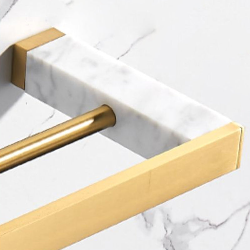 Avtoit | Brushed Brass Bathroom Accessory Set Metal & Marble Bathroom Hardware Set with Bathtub Shelf
