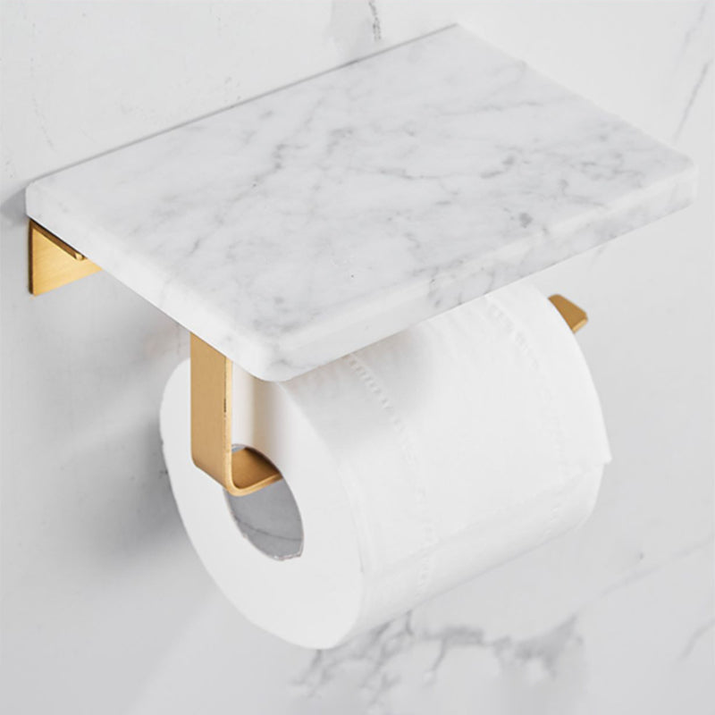 Avtoit | Brushed Brass Bathroom Accessory Set Metal & Marble Bathroom Hardware Set with Bathtub Shelf