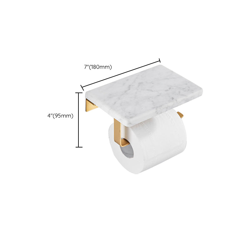 Avtoit | Brushed Brass Bathroom Accessory Set Metal & Marble Bathroom Hardware Set with Bathtub Shelf
