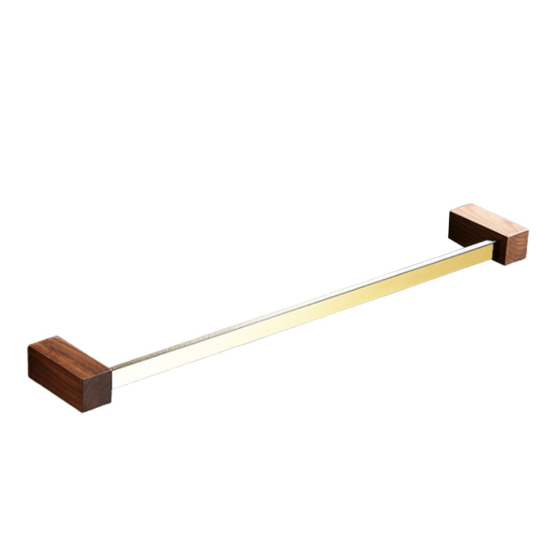 Avtoit | Polished Brass Bathroom Hardware Set Metal & Wood Bathroom Set with Bath Shelf/Towel Bar
