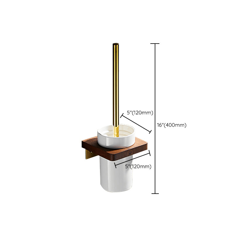 Avtoit | Polished Brass Bathroom Hardware Set Metal & Wood Bathroom Set with Bath Shelf/Towel Bar