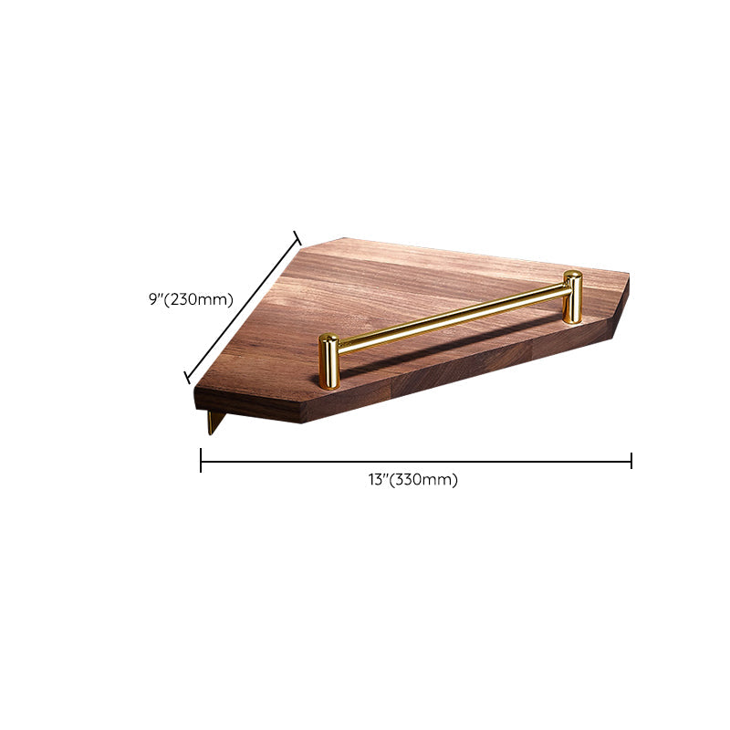 Avtoit | Polished Brass Bathroom Hardware Set Metal & Wood Bathroom Set with Bath Shelf/Towel Bar