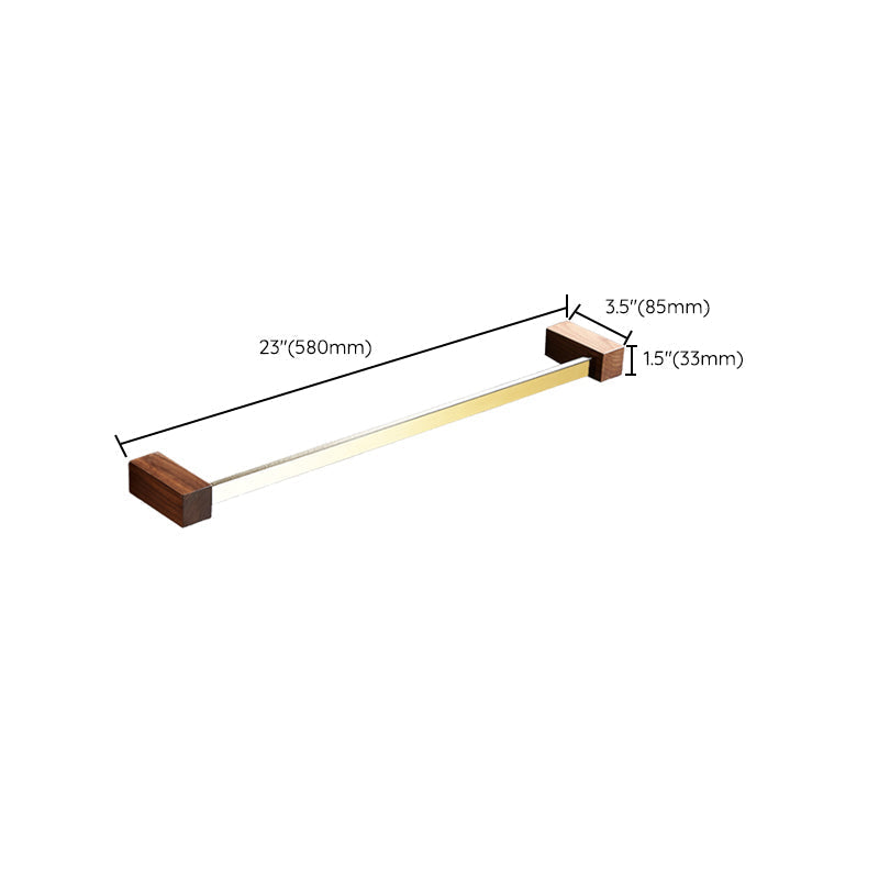 Avtoit | Polished Brass Bathroom Hardware Set Metal & Wood Bathroom Set with Bath Shelf/Towel Bar