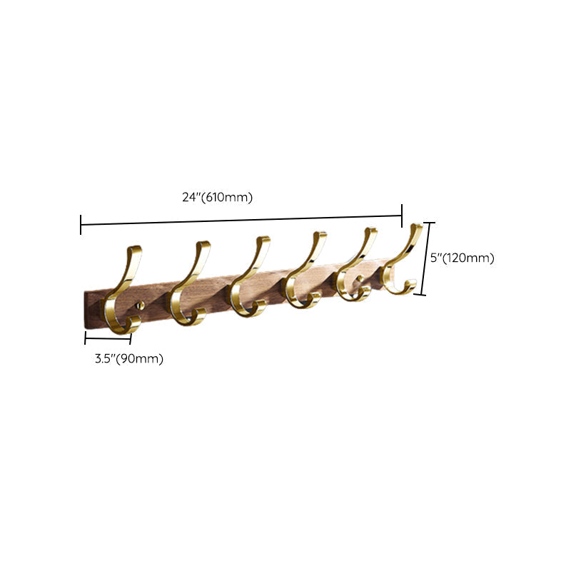 Avtoit | Polished Brass Bathroom Hardware Set Metal & Wood Bathroom Set with Bath Shelf/Towel Bar