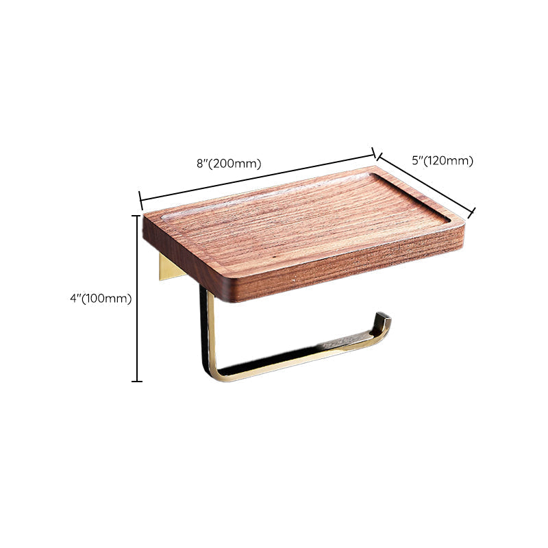 Avtoit | Polished Brass Bathroom Hardware Set Metal & Wood Bathroom Set with Bath Shelf/Towel Bar