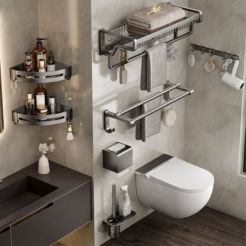 Avtoit | Contemporary bathroom accessory set made of matte stainless steel-aluminum with bathrobe hook/towel rail