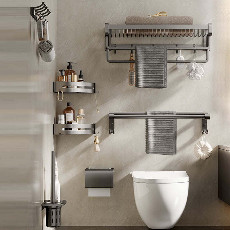 Avtoit | Contemporary bathroom accessory set made of matte stainless steel-aluminum with bathrobe hook/towel rail