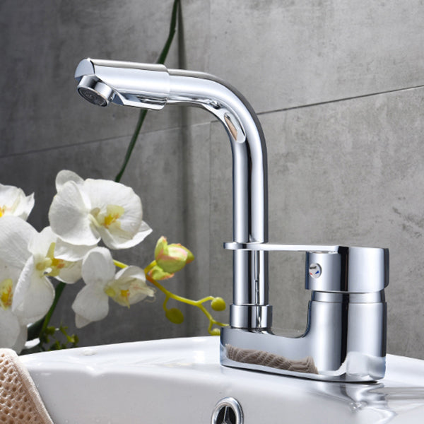 Avtoit | Chrome Round Washbasin Faucet with Swivel Spout for the Bathroom
