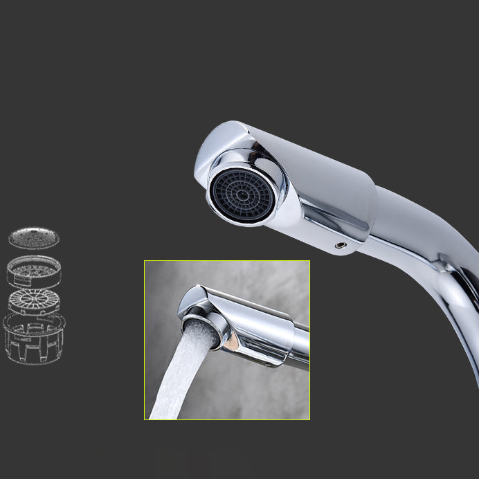 Avtoit | Chrome Round Washbasin Faucet with Swivel Spout for the Bathroom