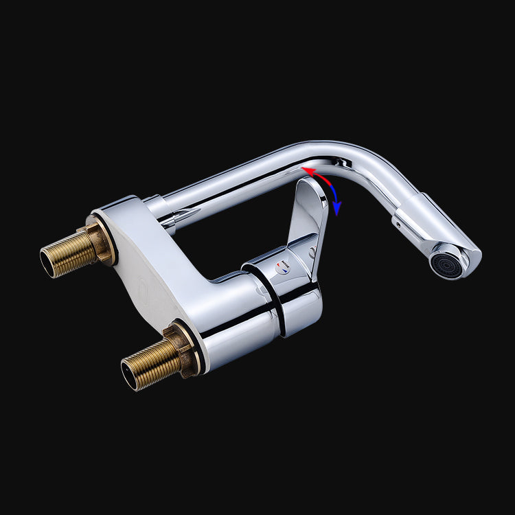 Avtoit | Chrome Round Washbasin Faucet with Swivel Spout for the Bathroom