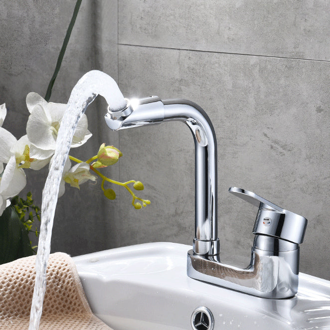 Avtoit | Chrome Round Washbasin Faucet with Swivel Spout for the Bathroom