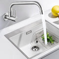 Avtoit | Modern Bridge Water Faucet 304 Stainless Steel Knob Handle Swivel Spout Wall Mounted Faucet