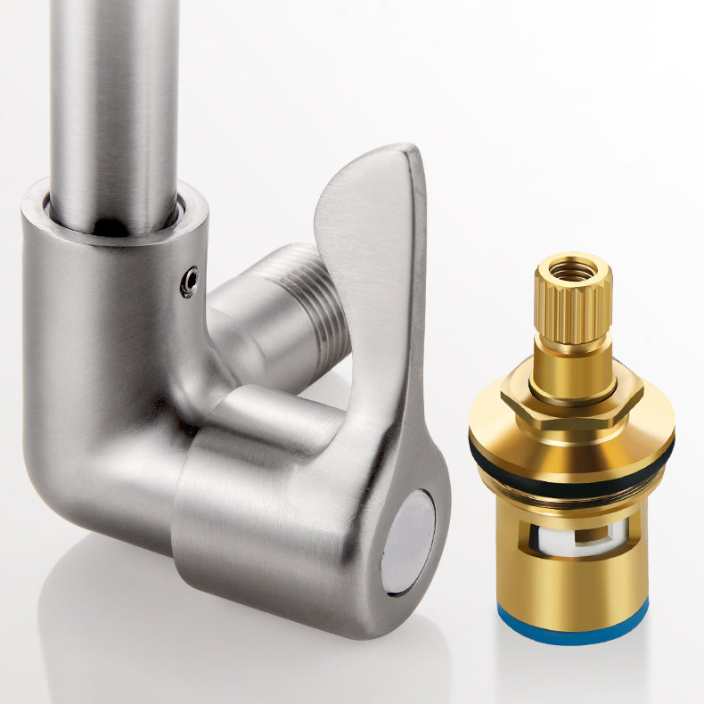 Avtoit | Modern Bridge Water Faucet 304 Stainless Steel Knob Handle Swivel Spout Wall Mounted Faucet