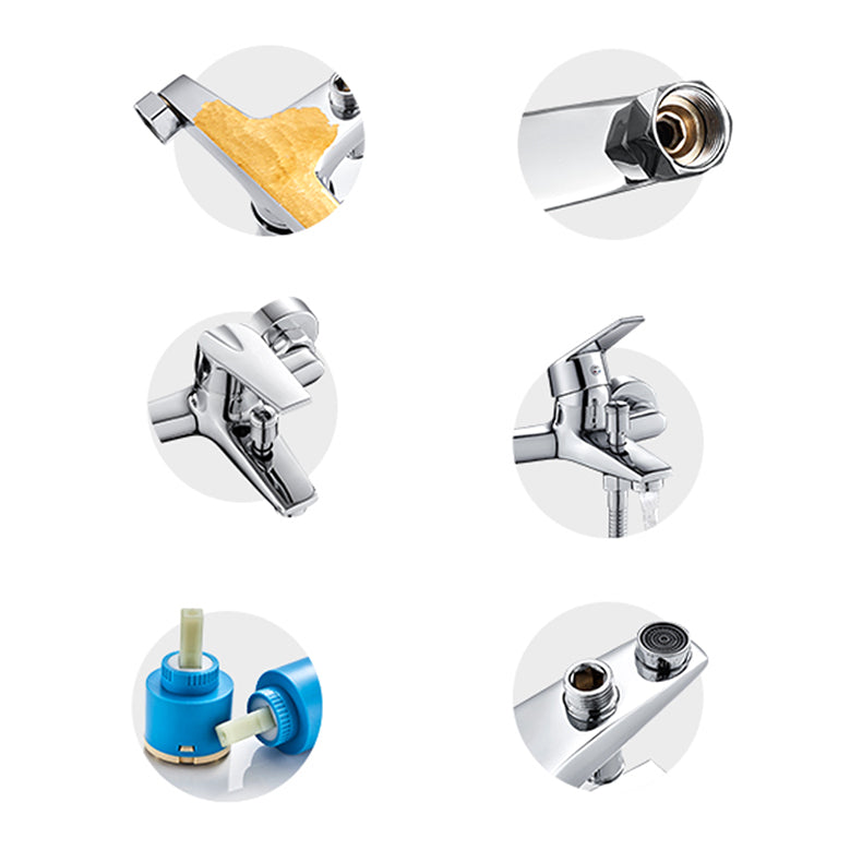 Avtoit | Contemporary Wall-Mounted Bathroom Faucet Lever Handles 2-Hole Faucet Brass Faucet