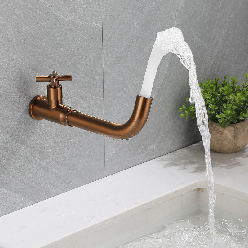 Avtoit | Contemporary Vessel Water Faucet Stainless Steel Cross Handles Wall Mounted Bathroom Faucet