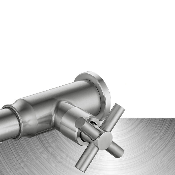Avtoit | Contemporary Vessel Water Faucet Stainless Steel Cross Handles Wall Mounted Bathroom Faucet