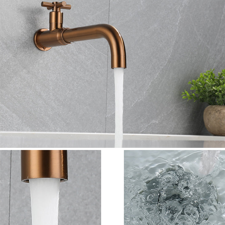 Avtoit | Contemporary Vessel Water Faucet Stainless Steel Cross Handles Wall Mounted Bathroom Faucet