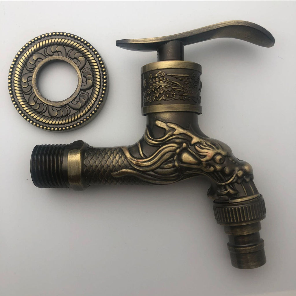 Avtoit | Vintage Classic Basin Mixer Zinc Single Lever Dragon Engraving Wall Mounted Tap