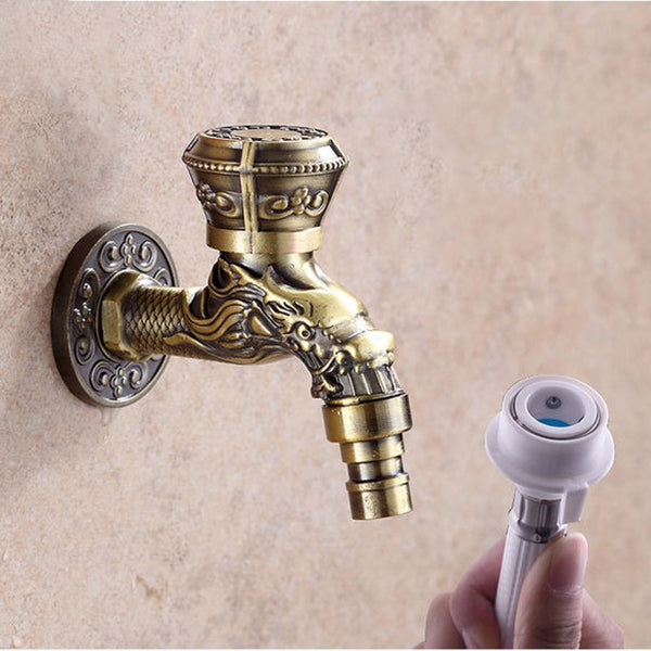 Avtoit | Vintage Classic Basin Mixer Zinc Single Lever Dragon Engraving Wall Mounted Tap