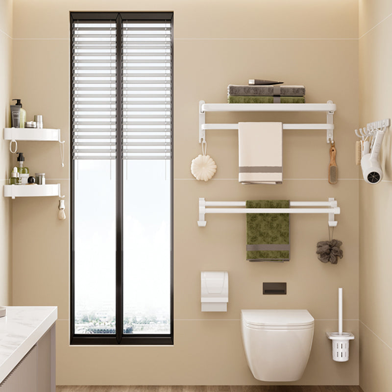 Avtoit | Contemporary Bathroom Hardware Set in White with Bath Shelf/Towel Holder/Paper Holder
