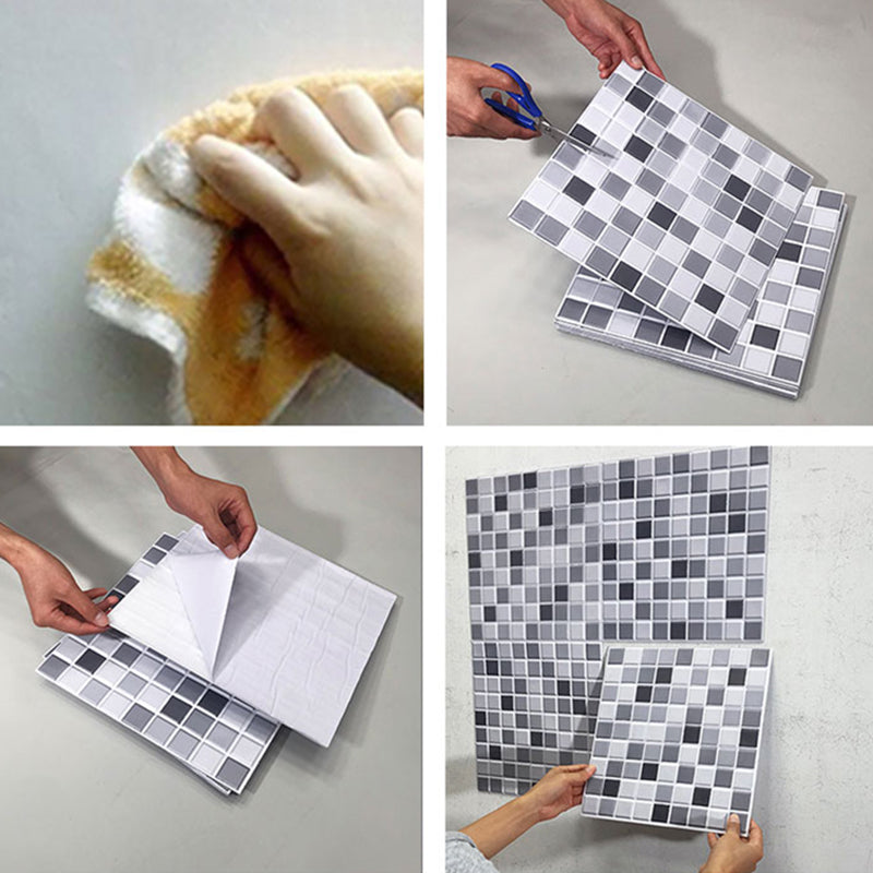 Avtoit | Tile Stripping & Gluing Square Mosaic PVC Stain Resistant Stripping and Gluing Plates for Shower 5 Pack