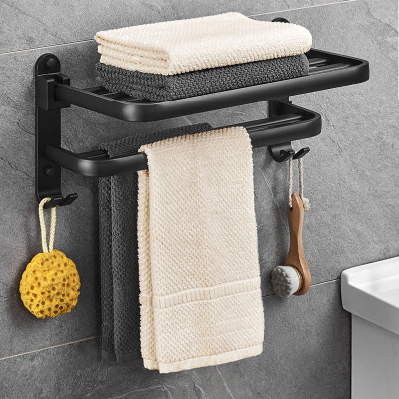 Avtoit | Matt Black 5-piece Modern Bathroom Accessory Set with Shelf/Tower Bar & Paper Holder