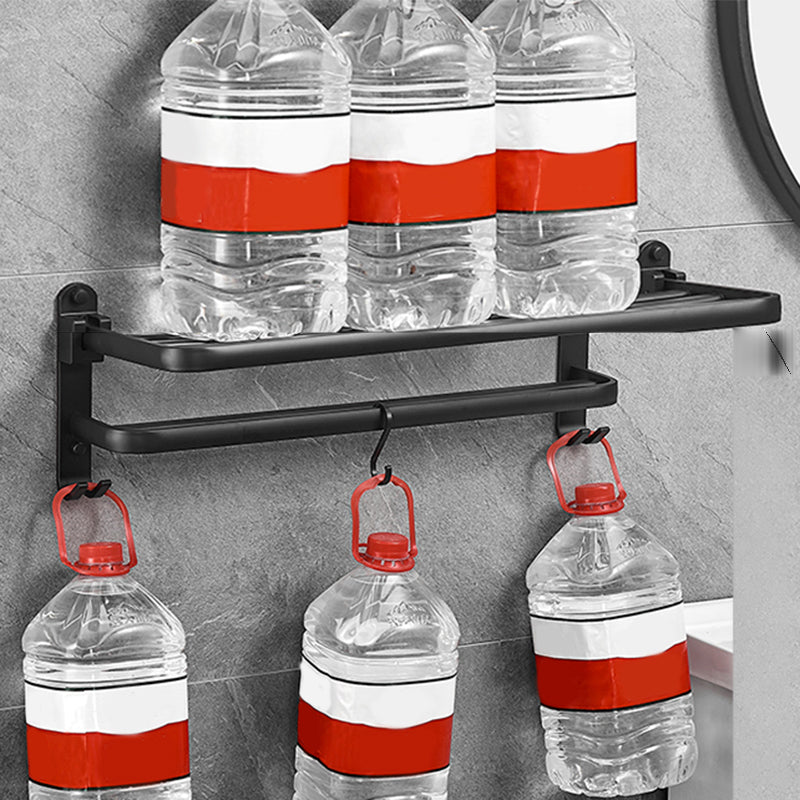 Avtoit | Matt Black 5-piece Modern Bathroom Accessory Set with Shelf/Tower Bar & Paper Holder